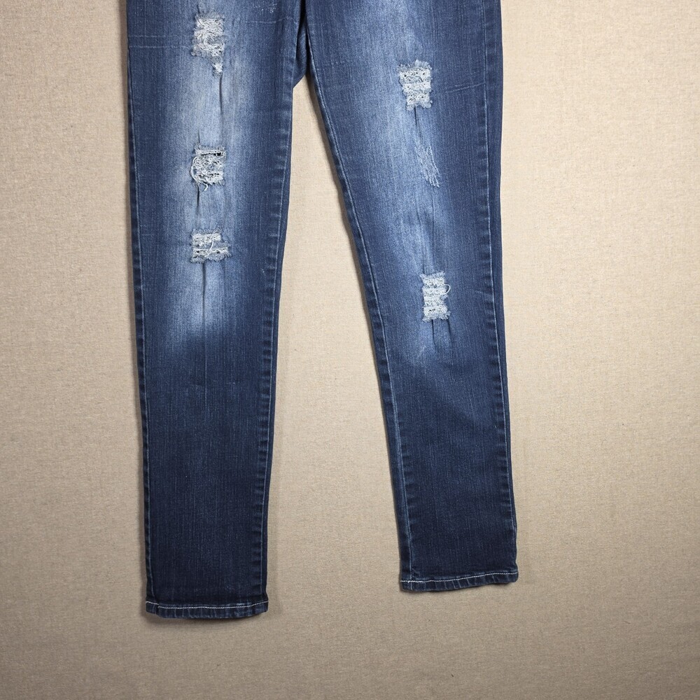 L & B Lucky & Blessed Stretchy Distressed Denim Blue Jeans Sz 6 Momcore Grunge - Picture 10 of 12